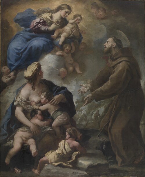 The Virgin and Child Appearing to Saint Francis of Assisi, 1684, Luca Giordano
