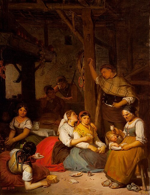 El chocolate o Interior de una casa de campo en un pueblo de Aragón, 1866, Valeriano Domínguez Bécquer