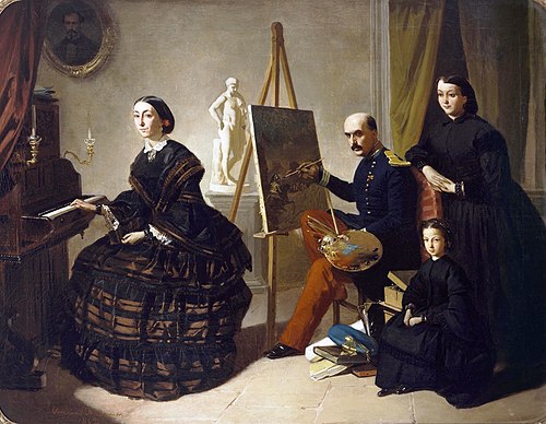 El pintor carlista y su familia, 1869, Valeriano Domínguez Bécquer