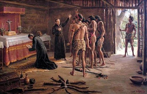 Anchieta e Nóbrega na cabana de Pindobuç, 1927, Benedito Calixto de Jesus