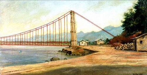 Ponte Pênsil em Construção, , Benedito Calixto de Jesus