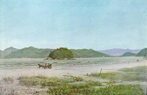 Praia do José Menino e Ilha Urubuqueçaba, 1902, Benedito Calixto de Jesus