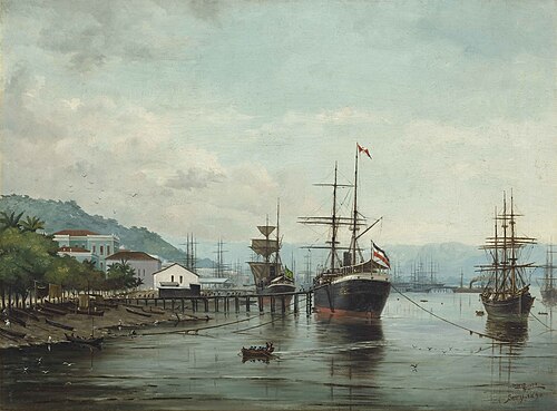 Porto de Santos, SP (visto à esquerda), 1890, Benedito Calixto de Jesus
