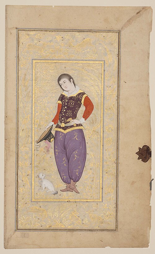 Youth in European Dress from a Shahnamah, 1648, Muin Musavvir