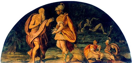 Odysseus questions the seer Tiresias, 1580, Alessandro Allori