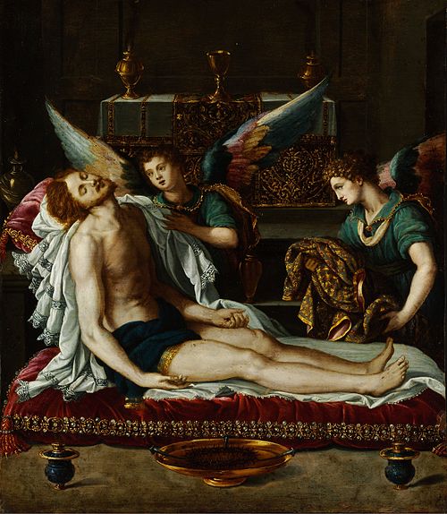 The Body of Christ Anointed by Two Angels, 1600, Alessandro Allori