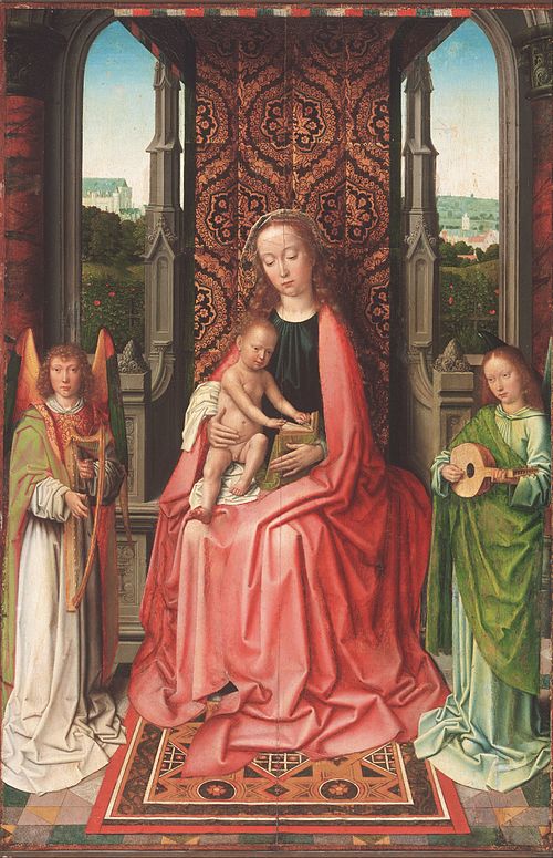 Enthroned Virgin and Child, with Angels, 1490, Gérard David