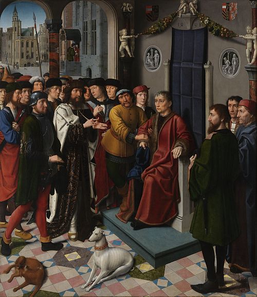Justice de Cambyse: l'arrestation de Sisamnes, 1498, Gérard David