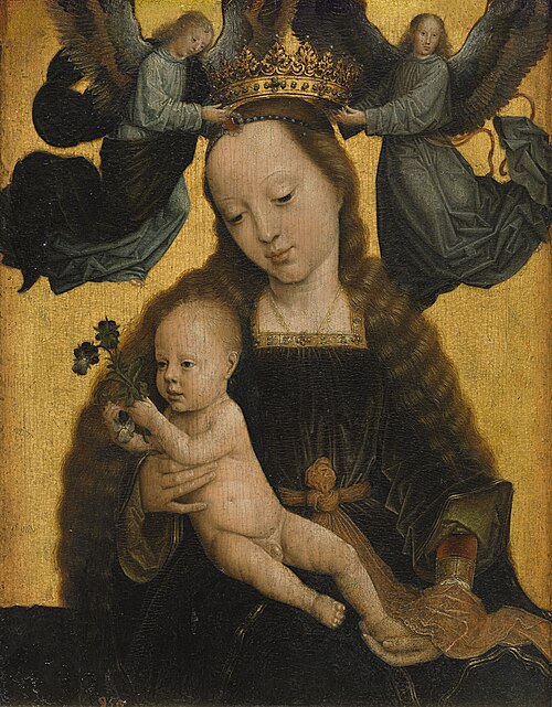 The Virgin and Child crowned by two Angels, 1520, Gérard David
