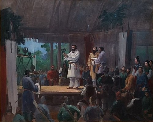 The enthronement ceremony of Emperor Jimmu, 1916, Nakamura Fusetsu