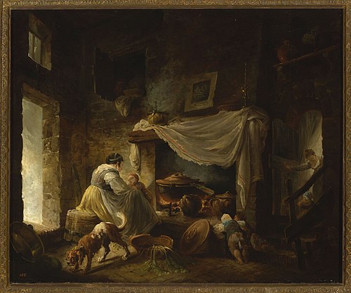 Peasant kitchen in ruins (Italian kitchen), 1762, Nicolò dell'Abbate