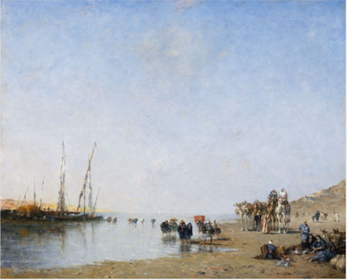 Caravane arabe se reposant près du rivage, 1865, Narcisse Berchère