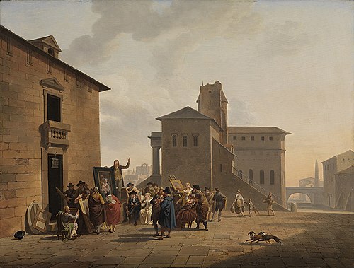 Gemäldeauktion auf einem italienischen Platz, 1795, Nicolas Antoine Taunay