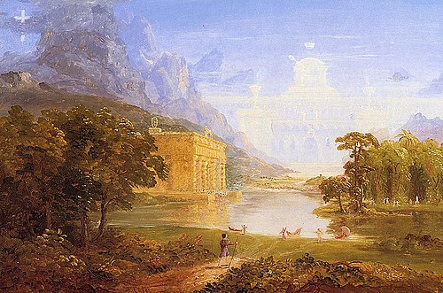 The Cross and the World Study for -The Pilgrim of the World on His Journey, , Thomas Cole