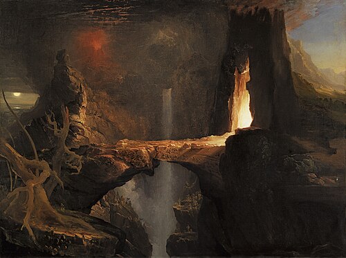 Expulsion: Moon and Firelight, 1828, Thomas Cole