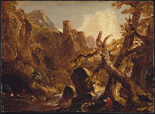 Salvator Rosa Sketching Banditti, 1830, Thomas Cole
