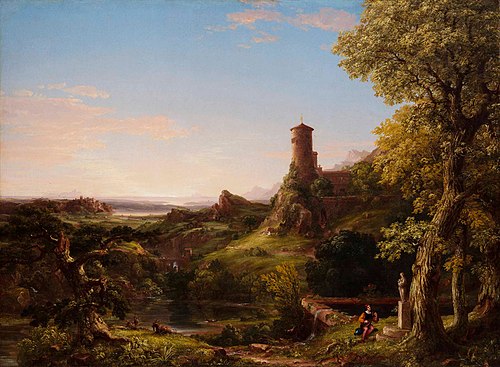 Landscape, The Vesper Hymn:  An Italian Twilight, 1841, Thomas Cole