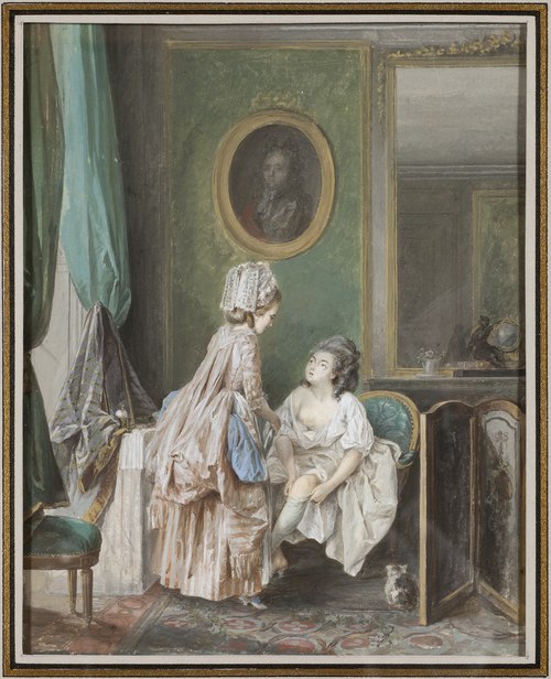 Lady Pulling on her Stockings, , Nicolas Lavreince