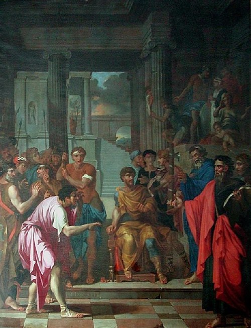 Saint Paul rend aveugle le faux prophète Barjesu et convertit le proconsul Sergius, 1650, Nicolas Loir