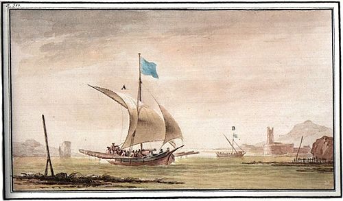 Chaloupe à la manœuvre. Toulon, 1760, Nicolas-Marie Ozanne