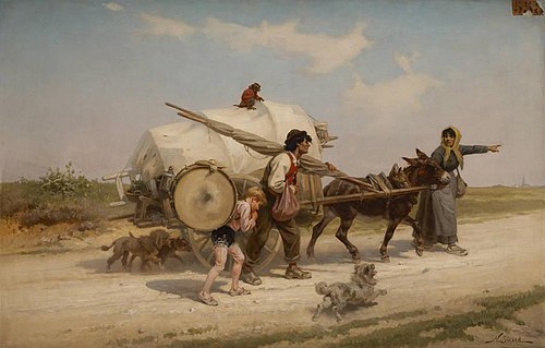Les Saltimbanques / Saltimbanques a la Roulotte, 1875, Nicolas Sicard