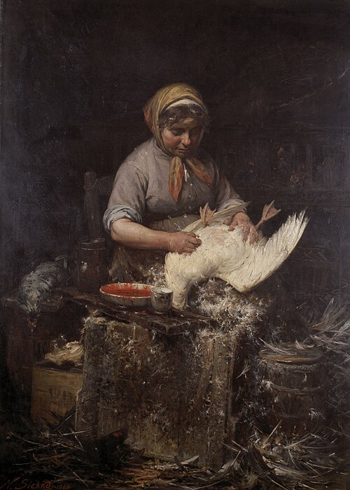 Une Plumeuse d'oie, 1883, Nicolas Sicard
