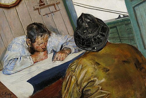 Studying the draft, 1910, Christian Krohg