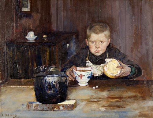 Errand Boy drinking Coffee, 1885, Christian Krohg