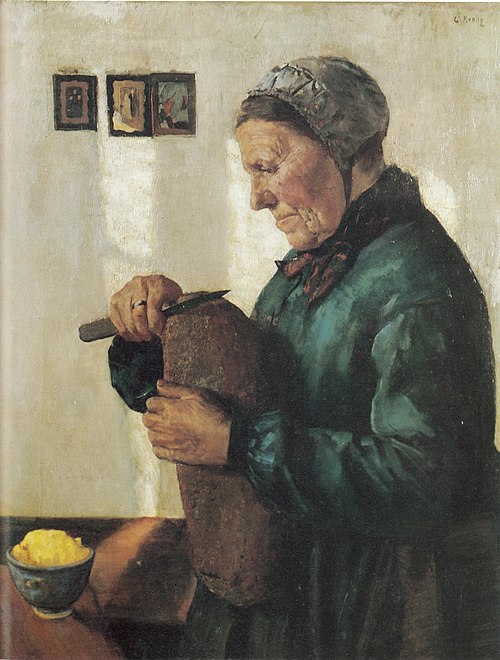 Old Woman cutting Bread, 1879, Christian Krohg