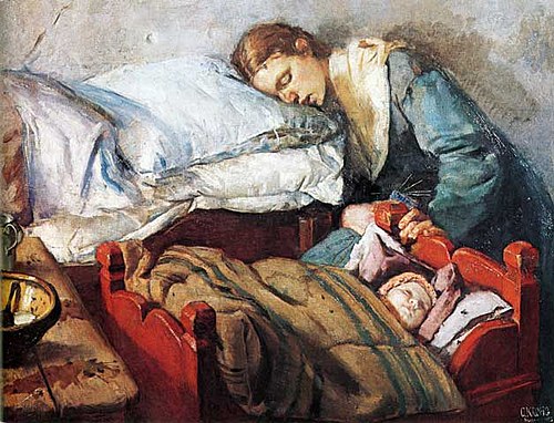 Sleeping Mother, 1883, Christian Krohg
