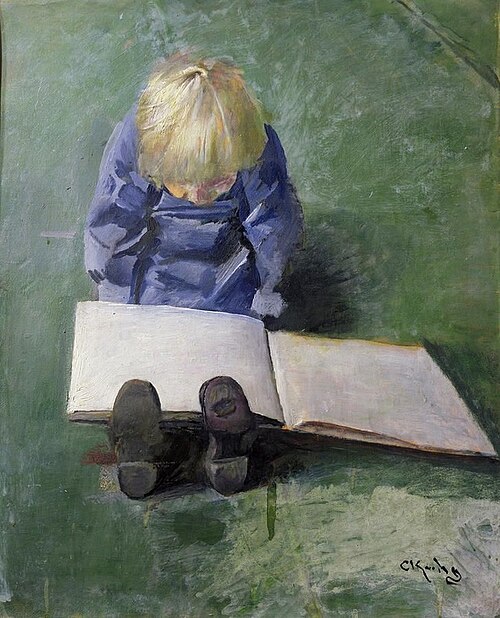 Little Ebbe reading, 1919, Christian Krohg