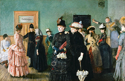 Albertine i politilægens venteværelse, 1880, Christian Krohg