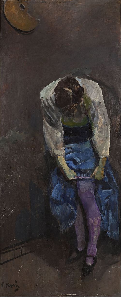 Girl who binds her garter, 1914, Christian Krohg