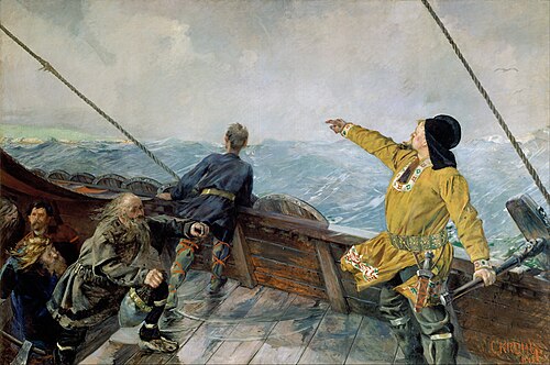 Leiv Eirikson discovering America, 1893, Christian Krohg