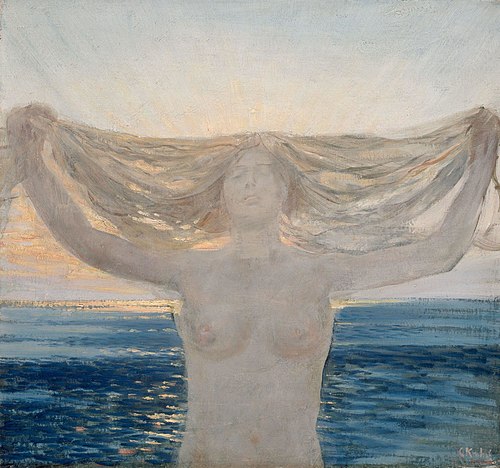 Kvinnelig halvakt med utslått hår, 1900, Christian Krohg