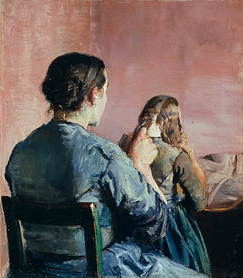 Braiding her Hair, 1888, Christian Krohg
