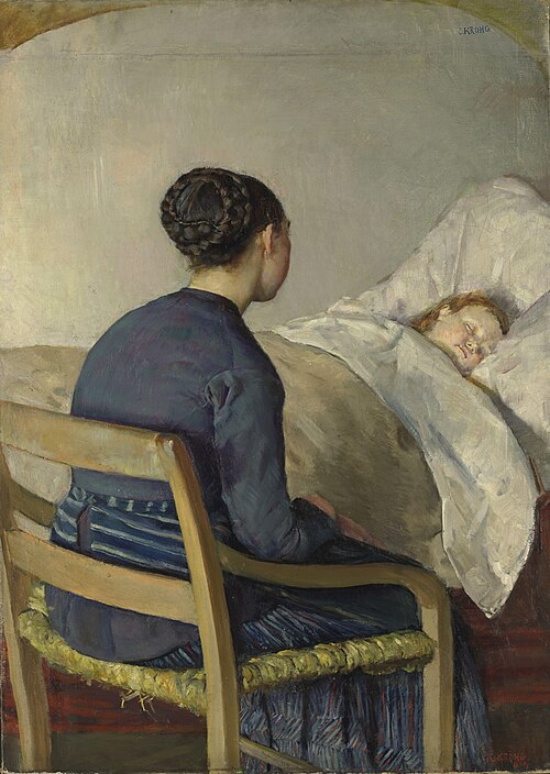Mother at her Child's Bed, 1884, Christian Krohg