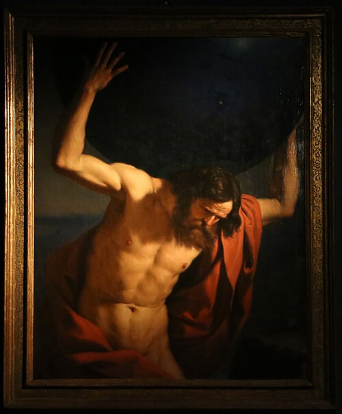 Atlas holding up the celestial globe, 1646, Guercino