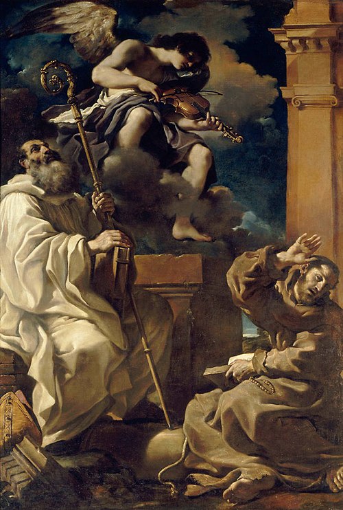 St. Francis in Ecstasy with St. Benedict and an Angel, 1620, Guercino