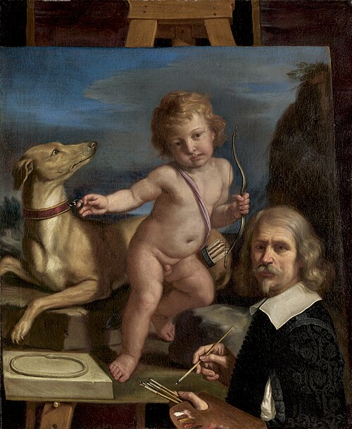 Self-Portrait before a Painting of "Amor Fedele", 1655, Guercino