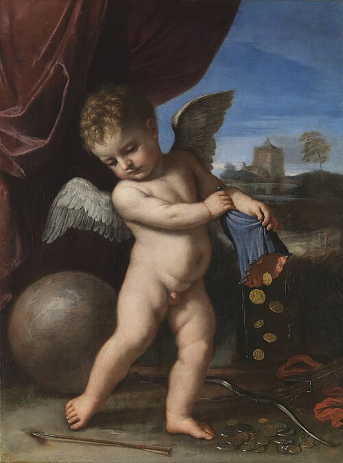 Cupid spurning riches, 1654, Guercino