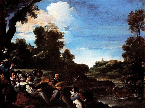 Music in a Landscape, 1617, Guercino