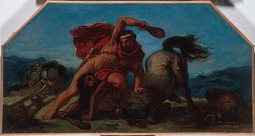 Esquisse pour le salon de la Paix à l'Hôtel de Ville de Paris : Hercule tuant le centaure Nessus, 1850, Eugène Delacroix