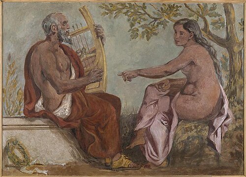 Anacréon et une jeune fille, 1834, Eugène Delacroix