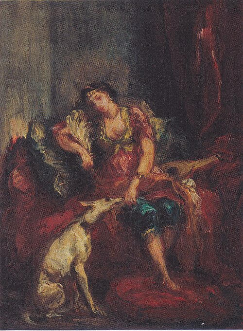 Femme d’Alger avec un lévrier, 1854, Eugène Delacroix