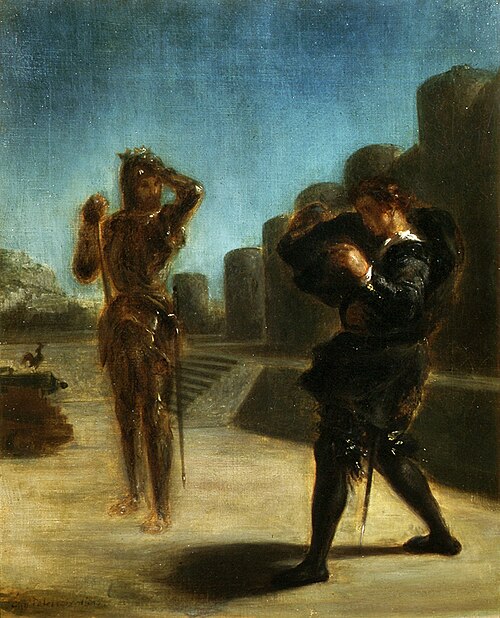 Hamlet et le Spectre., 1825, Eugène Delacroix