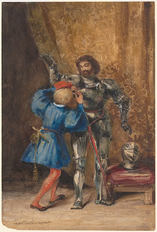 Franz Lerse ou Goetz von Berlichingen armé par un page, 1826, Eugène Delacroix