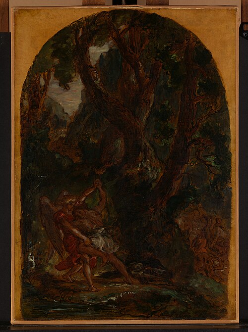 Esquisse pour La Lutte de Jacob avec l'ange, 1850, Eugène Delacroix