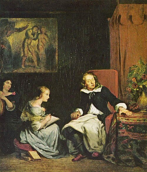 Milton dictant à ses filles son poème épique, « Le paradis perdu », 1827, Eugène Delacroix