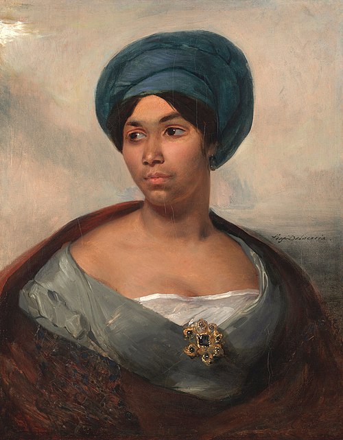 Portrait d'une femme coiffée d'un turban bleu, 1827, Eugène Delacroix